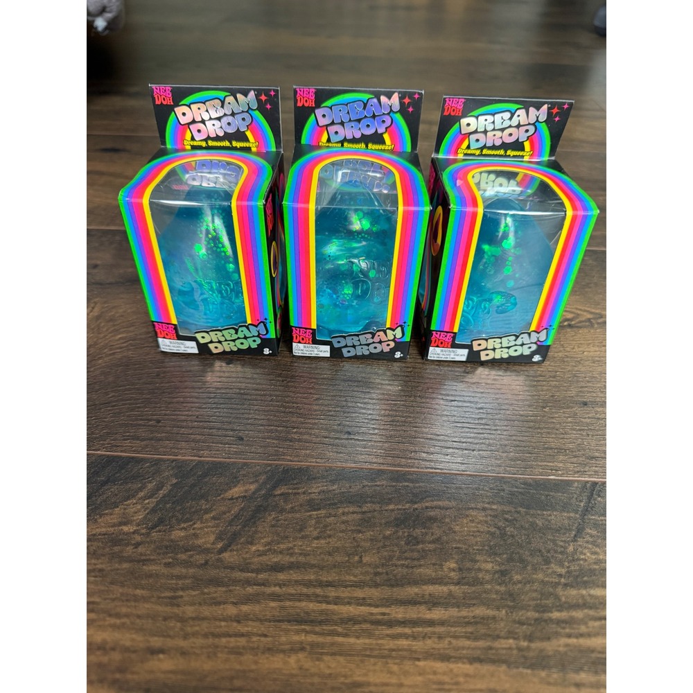 NeeDoh Dream Drop Blue Glitter Stress Ball Fidget Toy Schylling 3 Pack Set